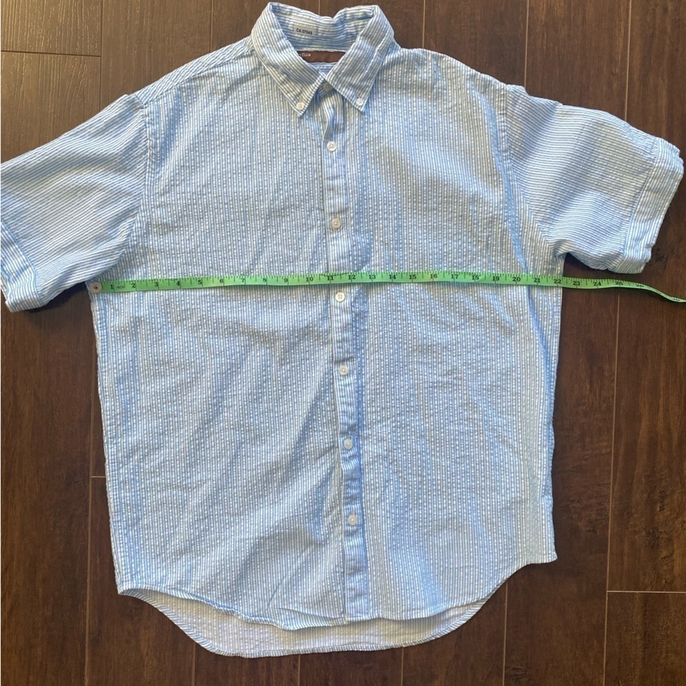 Perry Ellis Light Blue Striped Collared Shirt Medium - Picture 7 of 10